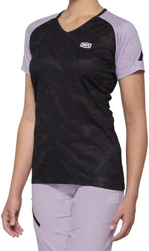 100% Airmatic Jersey – Black/Lavender Short Sleeve Womens X-Large