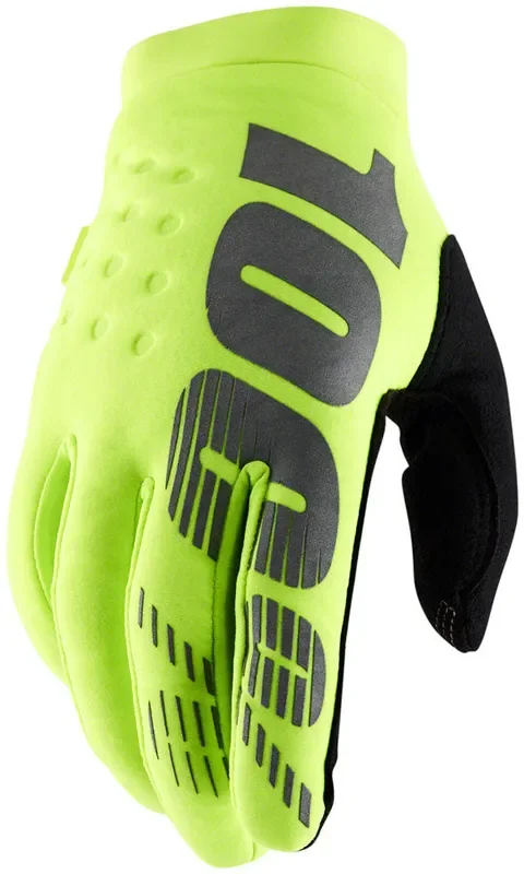 100% Brisker Gloves – Flourescent Yellow/Black Full Finger Mens Small