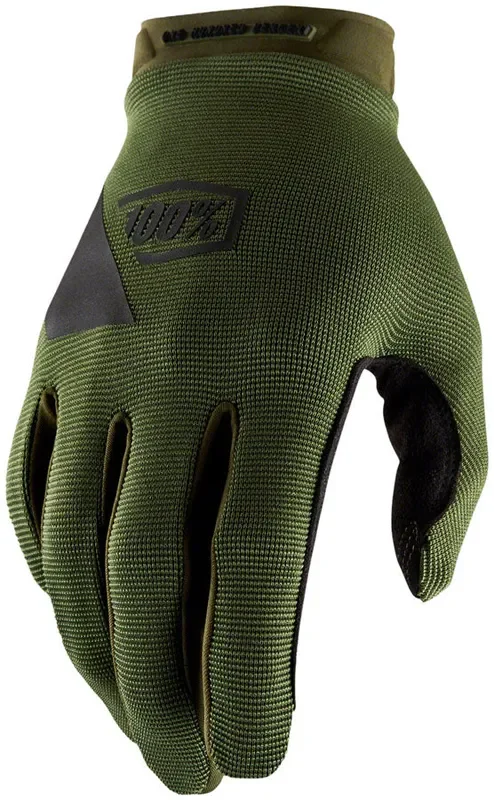 100% Ridecamp Gloves – Army Green/Black Full Finger Large