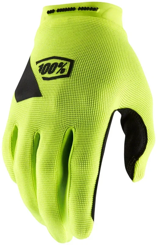100% Ridecamp Gloves – Flourescent Yellow Full Finger Large