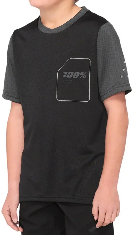 100% Ridecamp Jersey – Black/Charcoal Short Sleeve Youth Large
