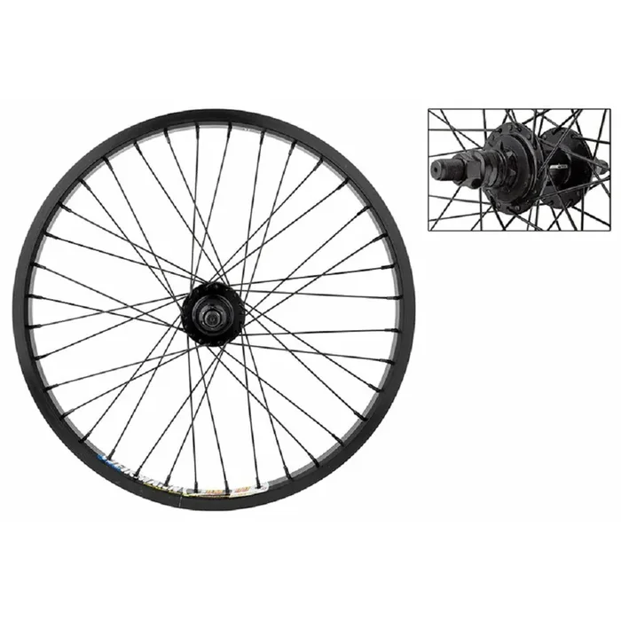 20″ BMX Freestyle Rear Bicycle Wheel 20×1.75 w 9t Driver Weinman DM30 Rim Black