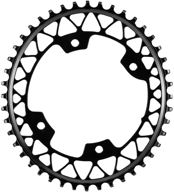absoluteBLACK Oval 110 BCD Gravel Chainring – 46t 110 Shimano Asymmetric BCD 4-Bolt Narrow-Wide BLK