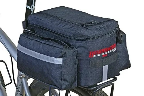 Bushwhacker® Mesa Trunk Bag Black – w/ Rear Light Clip Attachment & Reflective Trim – Bicycle Trunk Bag Cycling Rack Pack Bike Rear Bag