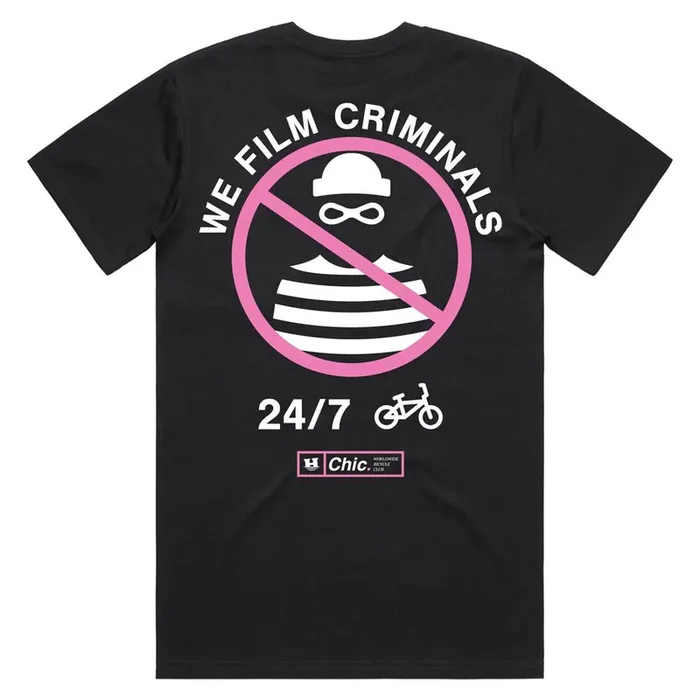 Chic x Help ‘We Film Criminals’ T-shirt – Black