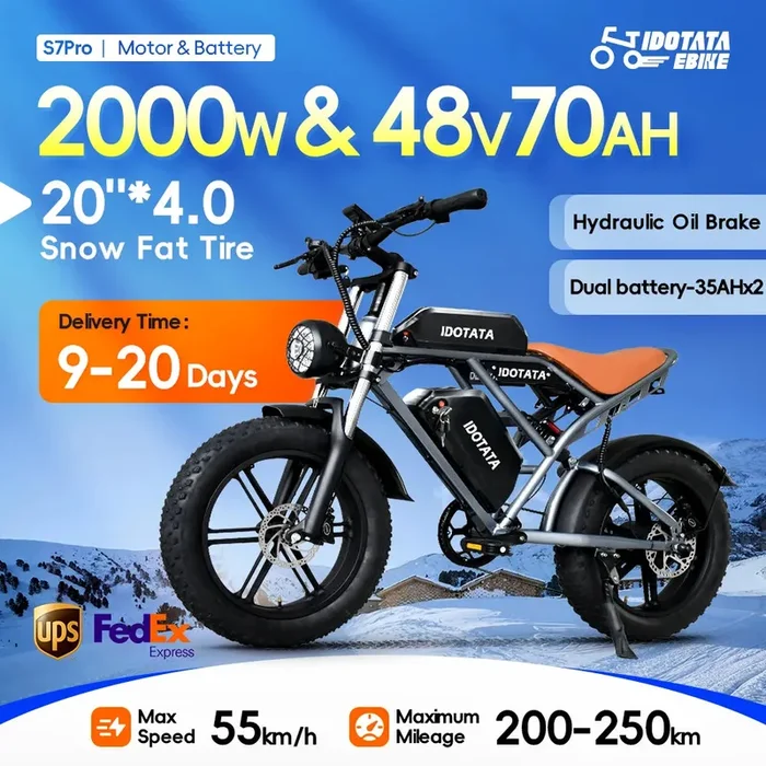 IDOTATA-S7 Electric Bike, Dual Battery, 48V, 2000W Dual Battery
