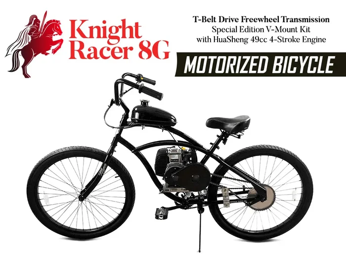 Knight Racer 8G – T-Belt Drive Freewheel Transmission Special Edition V-Mount Motorized Bicycle