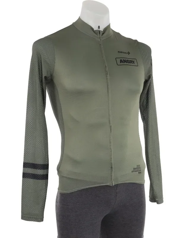 Panache Angry Bovine Long Slv Pro Air Road Cycling Jersey Men M Green Base Layer