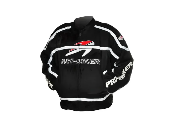 Pro-biker JK-05 Professional Polyester Motorcycle Riding Race Jacket – Black + White