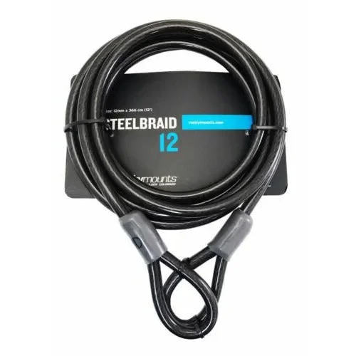 Rockymounts SteelBraid 12′ Cable 12mm Security Steel Braided Looped End Cable