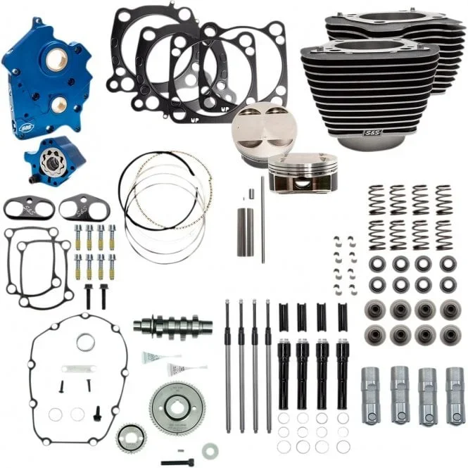 S&S Cycle Power Package with Highlighted Fins and Black Pushrod Tubes Softail, Touring, Trike