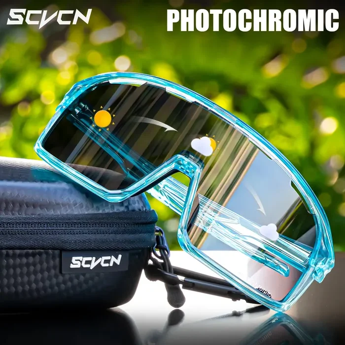 SCVCN New Sports Photochromic Sunglasses Unisex Outdoor Bicycle Cycling Glasses