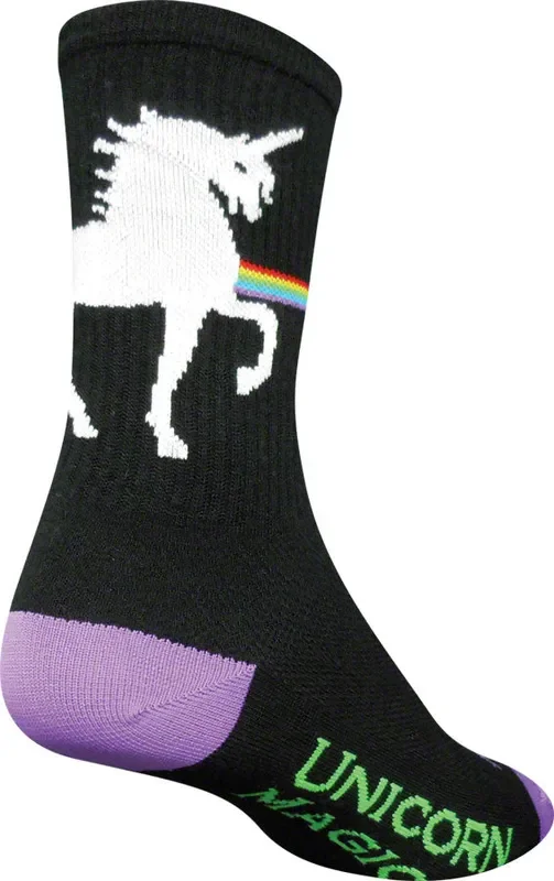 SockGuy Crew Unicorn Magic Socks – 6″ Black Small/Medium