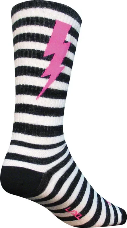 SockGuy Wool Lightning Socks – 8″ Black/White Large/X-Large