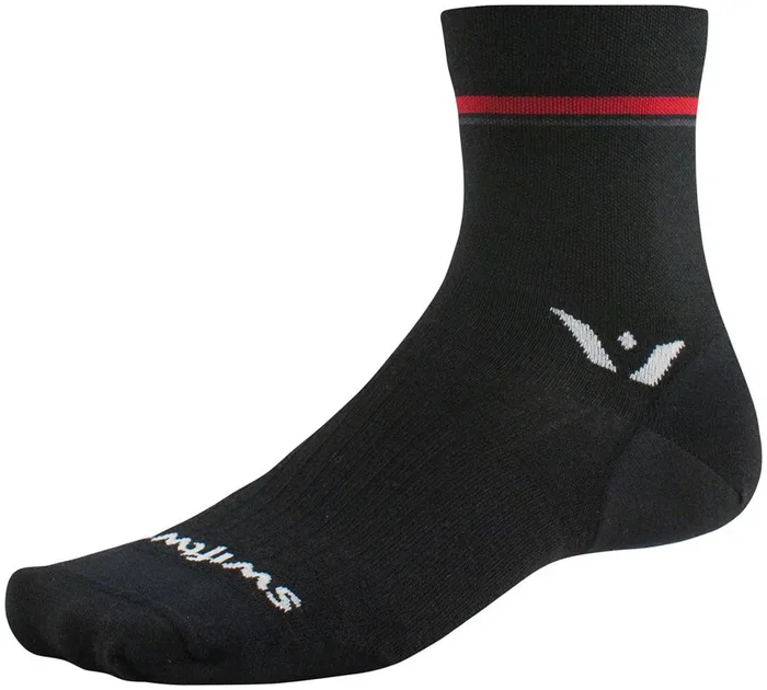Swiftwick Pursuit Four Ultralight Socks – 4″ Retro Stripe Black Small