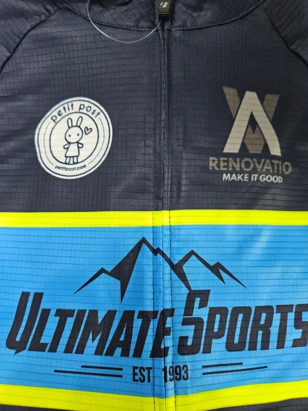 Ultimate Sports Team Cycling Jersey Blue Full-Zip, Fitted, Short-Sleeve