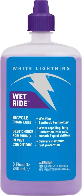 White Lightning Wet Ride Bike Chain Lube – 8oz Drip