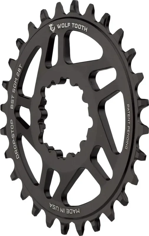 Wolf Tooth Direct Mount Chainring – 28t SRAM Direct Mount Drop-Stop A For SRAM 3-Bolt Boost Cranks 3mm Offset BLK