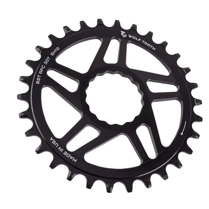 Wolf Tooth Direct Mount Chainring – 30t RaceFace/Easton CINCH Direct Mount Boost 3mm Offset Requires 12-Speed Hyperglide+ Chain BLK