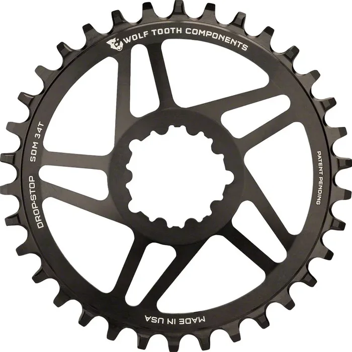 Wolf Tooth Direct Mount Chainring – 32t SRAM Direct Mount Drop-Stop A For SRAM 3-Bolt Cranksets 6mm Offset BLK