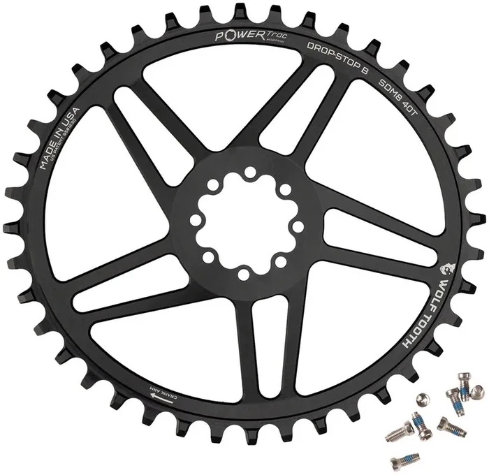 Wolf Tooth Elliptical Direct Mount Chainring – 40t SRAM Direct Mount Drop-Stop B For SRAM 8-Bolt Cranksets 6mm Offset BLK